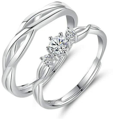 Vibeesle Stainless Steel Crystal, Diamond, Cubic Zirconia, Zircon Platinum, Rhodium, Titanium, Sterling Silver, Gold Plated Ring Set