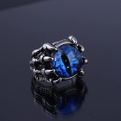Vibeesle Dragon Eye Ring, Dragon/Evil Eye Claw Ring for Boys and Girl (Unisex-Adjustable) Stainless Steel Silver Plated Ring