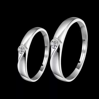 Agarwalproduct Fashion Jewellery Adjustable Crystal Combine make 1 Hearts Couple Finger Rings Stainless Steel Cubic Zirconia Ring