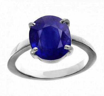 RATAN BAZAAR Blue Sapphire Ring Natural 6.25 ratti Neelam Stone Unheated & Untreated Stone Good Quality & Astrological Purpose For Unisex Stone Sapphire Silver Plated Ring