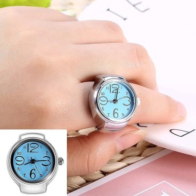 Dreamish Imitation Watch Design Rings For Women Stylish Silver Stretchable Ring Alloy, Crystal, Metal Silver Plated Ring