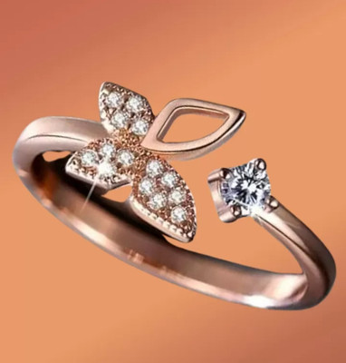 house of common Vedansh Enterprises Stylish Rose Gold Plated Butterfly Rings Brass, Copper Cubic Zirconia Gold, Copper Plated Ring