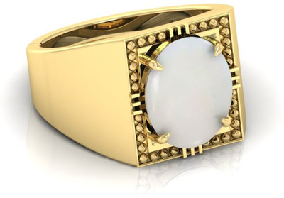 TODANI JEMS 7.25 Ratti Opal Gemstone Adjustable Ring With Lab CertificateFA Crystal Opal Rhodium Plated Ring