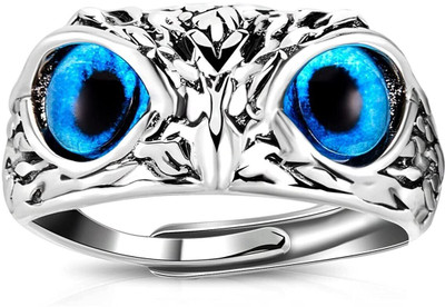 NICELIFE COLLECTIONS Owl Eye Face Ring Stylish Adjustable Stainless Steel Titanium Plated Ring