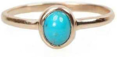 Gemzonite Turquoise/Firoza Natural Certified Astrological Gemstone Ring for Men & Women Brass Turquoise Gold Plated Ring