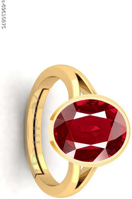 VishvMa Stone Ruby Brass Plated Ring