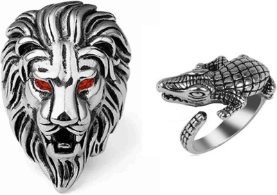 house of common STYLISH RINGS COMBO Stainless Steel Sterling Silver Plated Ring Set