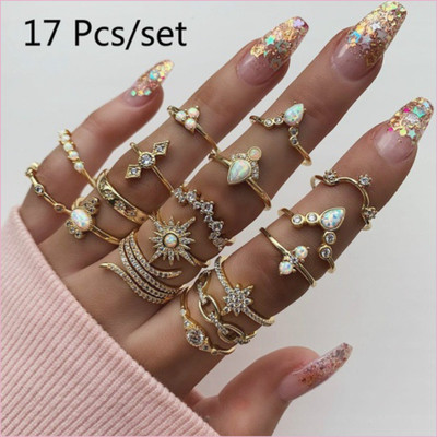 JDENTERPRISES Exclusive AD Studded Floral Gold Plated Plushy Rings for Women/Girls Alloy Cubic Zirconia Gold Plated Ring Set