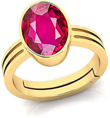 S KUMAR GEMS & JEWELS Certified 10.25 Ratti Ruby Stone ( Manik ) Panchdhatu Gold Plated Alloy Ruby Ring