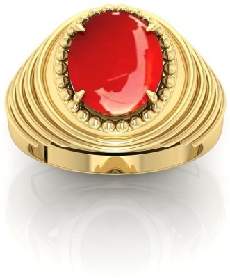 BHAIRAW GEMS Brass Coral Gold Plated Ring