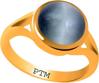 PTM Natural Cats Eye (Lehsuniya) 4.25 Rt or 4 Ct for Unisex 5 metal Gold Plated Alloy Ring