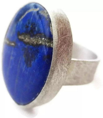 EliteMart A+ Quality Lapiz Lazuli Gemstone Ring For Men and Women's Brass Silver Plated Ring