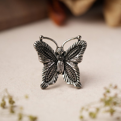 Sanseeta Sugati- Silver oxidised ring Brass Silver Plated Ring