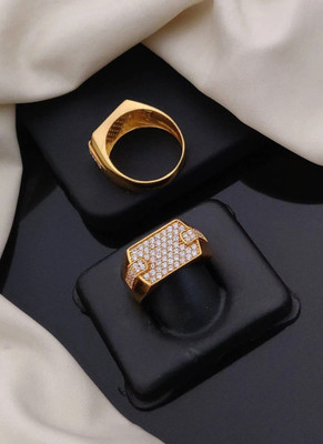 Mahi creations JR-54_23 Alloy Cubic Zirconia Gold Plated Ring