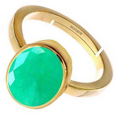 Suruchi Gems & Jewels Emerald (Panna) 7.25 Ratti or 6.5 Ct Natural Gemstone Five Metal Adjustable Metal Ring