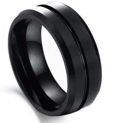 KRYSTALZ Tungstun Ring Retro Style Men's Finger Ring (Pack Of 1 Piece - Black) Stainless Steel Titanium Plated Ring