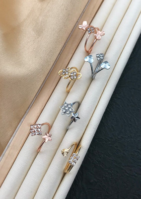 VEMISHTI Rose Gold silver plated american diamond Adjustable Stainless Steel ring set Alloy Diamond Gold Plated Ring