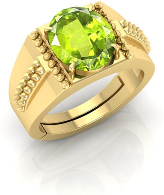 Pranjal Gems 14.25 Ratti Peridot Gemstone Adjustable Ring With Lab CertificateAP Metal Peridot Gold Plated Ring