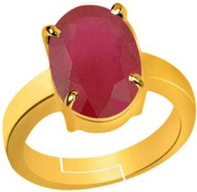 Gemzonite Certified Unheated Untreated A+ Quality Natural Ruby Manik Ring For Women's Brass Ruby Copper Plated Ring