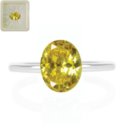 CaratYogi Natural Yellow Cubic Zircon Loose Upratan Oval Shape 6.25 Ratti 5.68 Carat for Stone Cubic Zirconia Ring