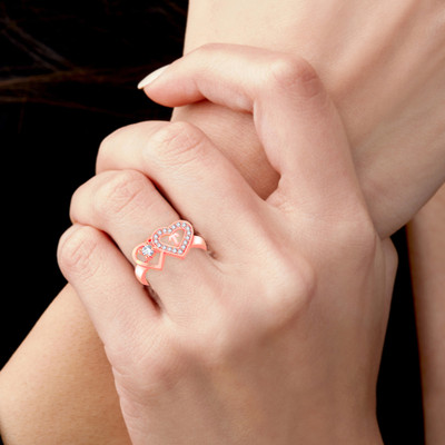 MEENAZ Valentine Ring Alphabet B Heart Promise Propose Engagement Wedding Anniversary Alloy, Metal, Brass, Copper, Crystal, Stone Diamond, Cubic Zirconia Gold, Platinum Plated Ring