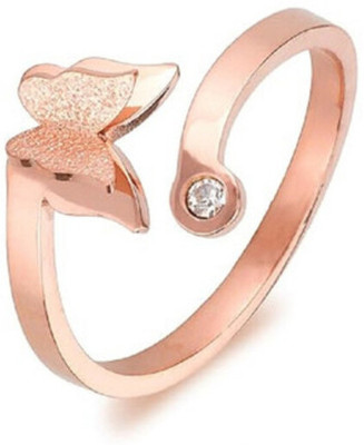 Ornista Jewels Rose Gold Ring with Butterfly Design Steel Ring