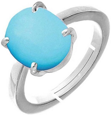 PTM Turquoise/Firoza 4.25 Ratti or 4 Ct Gemstone 925 Bis Hallmark Women Adjustable Sterling Silver Ring