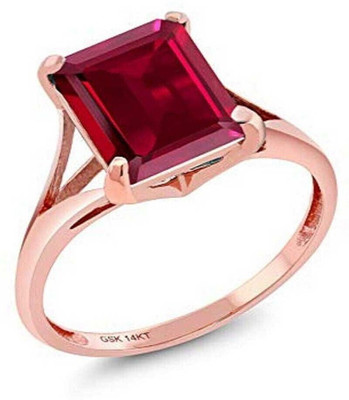 Gemzonite Ruby / Manik Ring With Natural Ruby Ring Brass Ruby Gold Plated Ring