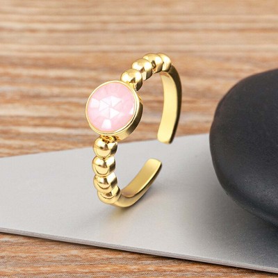 ZIVOM Abalone Round Copper Mother of Pearl Gold Plated Ring