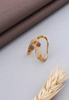 DIMIKI Gold Plated AD Vangi Ring Alloy Cubic Zirconia Ring