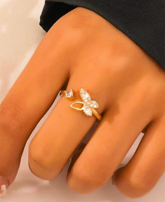 Vipunj Stylish Rose Gold Plated Butterfly Rings Brass, Copper Cubic Zirconia Gold, Copper Plated Ring