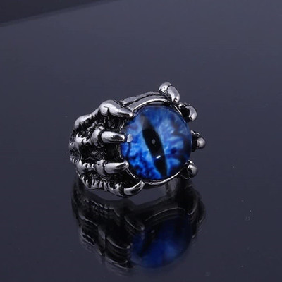Teeragaj Dragon Eye Ring, Dragon/Evil Eye Claw Ring for Boys and Girl (Unisex-Adjustable) Stainless Steel Silver Plated Ring