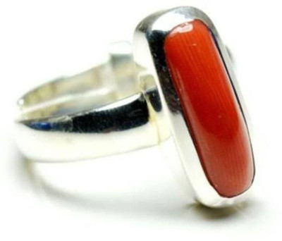 Jewelswonder Coral Moonga 9.25 rti 8.5 Carat Premium 5dhatu Silver Coated Ring Unisex Stone Coral Silver Plated Ring
