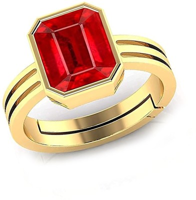 BWM GEMS Lab Certified 4.25 Ratti Ruby Stone ( Manik ) Gold Plated Alloy Ruby Ring