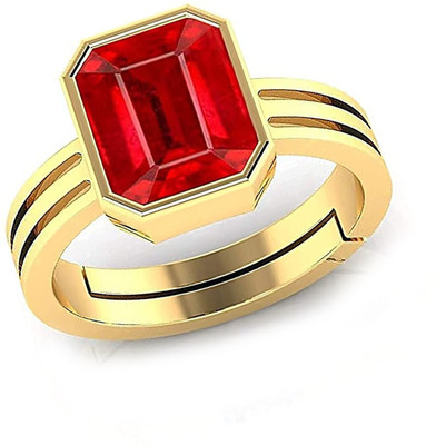 S KUMAR GEMS & JEWELS Certified 5.25 Ratti Ruby Stone ( Manik ) Panchdhatu Gold Plated Alloy Ruby Ring