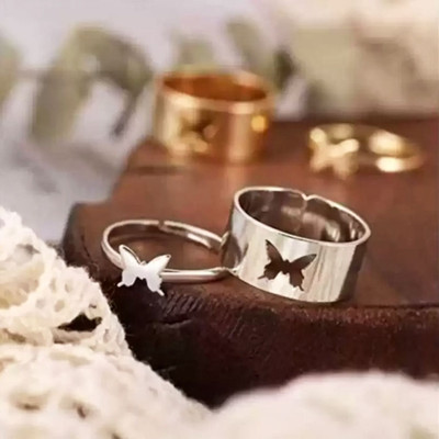 White Chimes Set of 2 Rings Alloy Ring Set