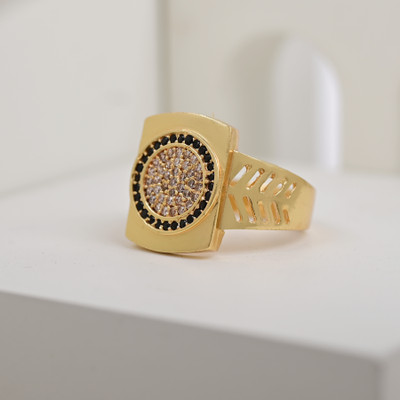 mahi creation Brass, Copper Cubic Zirconia Gold Plated Ring