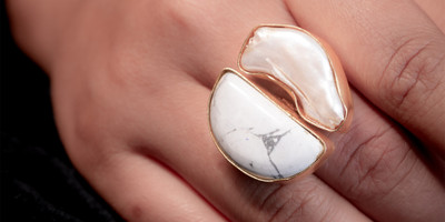 Vosgi Brass Crystal Gold Plated Ring