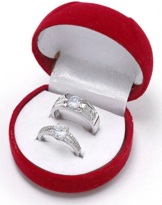 BlueShine Adjustable Couple Ring for lovers in Silver valentine gift proposal Finger Rings Alloy Cubic Zirconia Ring Set