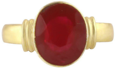 prateek enterprises PRATEEK ENTERPRISES NATURAL AND CERTIFIED RUBY (MANIK) ADJUSTABLE RING Brass Ruby Gold Plated Ring