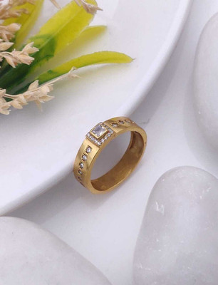 mahi creation Gold Plated Diamond Wedding,Partywear ring-135 Brass, Copper Diamond Gold Plated Ring