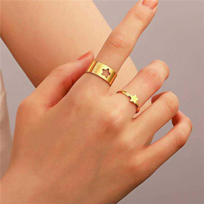 YU Fashions Steel Gold Plated Ring Set
