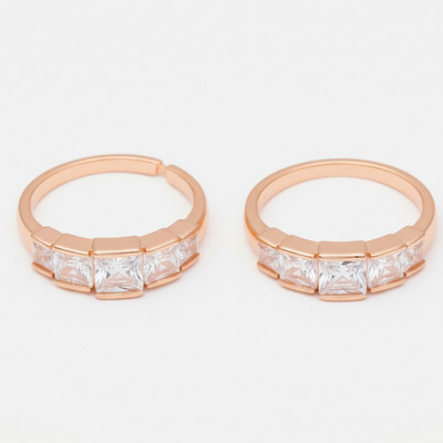 forevershine Rose Gold Plated Square Stone Huggie Earrings for Women | Daily Wear Jewellery Alloy Cubic Zirconia Ring