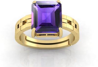 kanvi Natural Amethyst stone ring for man and women 7.50 ratti A+ Stone Amethyst Gold Plated Ring