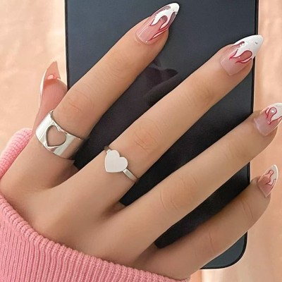 Teeragaj Silver Heart Matching Love Couple Ring Alloy Silver Plated Ring