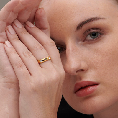 Palmonas Palmonas Diamond Studded Ring- 18k Gold Plated Alloy Gold Plated Ring
