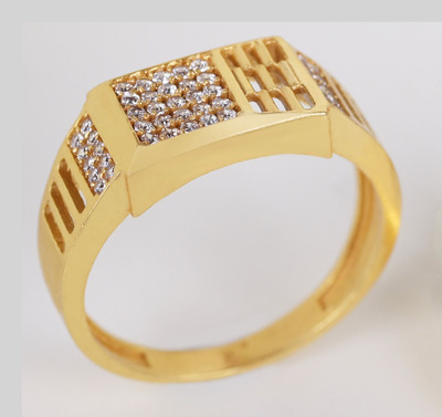 mahi creation Brass, Copper Cubic Zirconia Gold Plated Ring