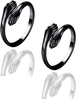 ESPERANZA ENTERPRISES Crystal Silver Alloy Hug Ring for men women boys girls Alloy Ring Set Alloy, Stainless Steel Cubic Zirconia Sterling Silver, Titanium Plated Ring Set
