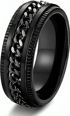Krullers Stainless Steel Rotatable Black Chain Ring: Sle ek & Functional | Shop now Stainless Steel Titanium Plated Ring