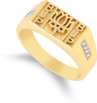 mahi creation Stainless Steel, Copper Cubic Zirconia Gold Plated Ring
